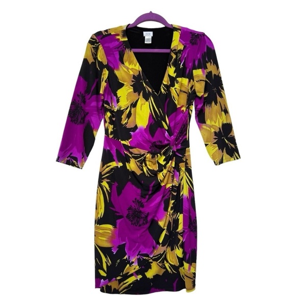 Caché Faux Wrap Floral Dress Size Large - Picture 1 of 8